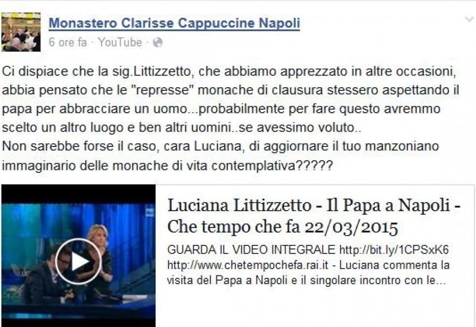monache clausura contro la Littizzetto